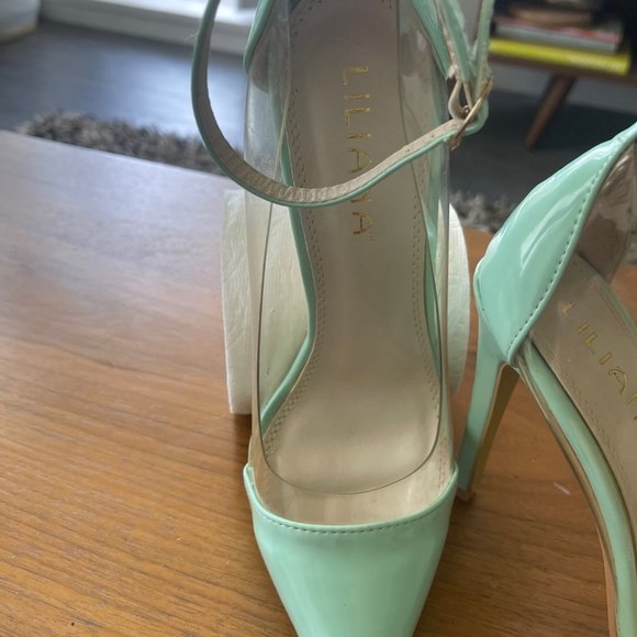Mint/Clear stilleto heels - 4.5 inches - Picture 5 of 6